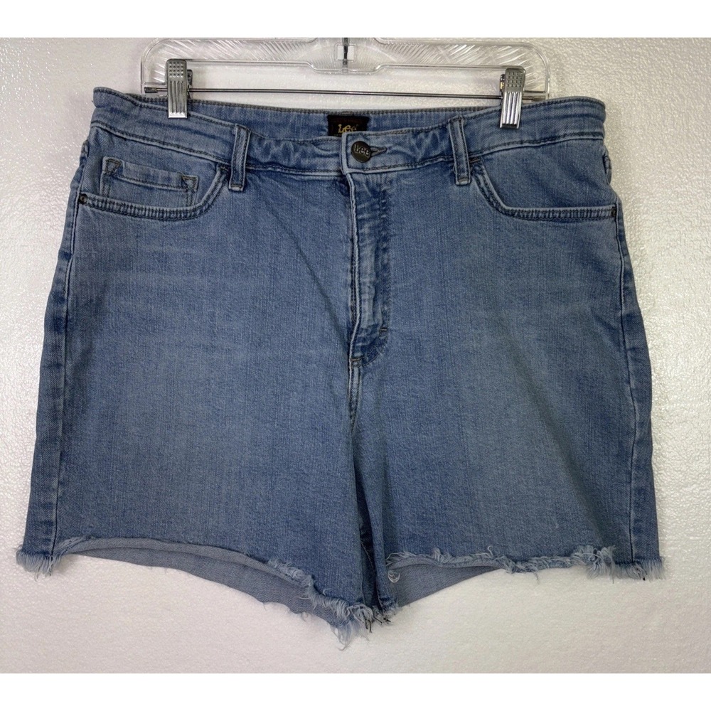 Lee Denim Booty Shorts Womens Sz 16 Blue Jean Cutoffs Fringe Grunge Cowgirl